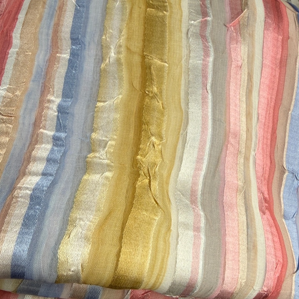 Vintage Crinkle Stripe Fabric – 3 Yards x 54” – Pastel Sheer Plissé – Silk Look - Picture 4 of 15